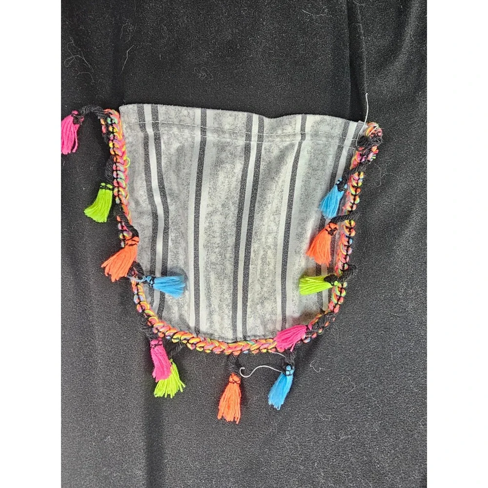 Hassan Nour Black Maxi‎ Dress Tassel Pockets Boho Bohemian Casual